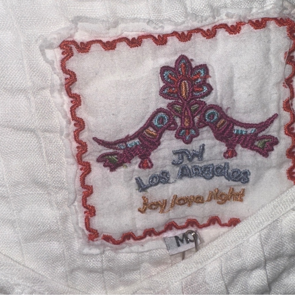 Johnny Was Embroidered Boho Poncho Top M White Multicolor - Picture 5 of 6